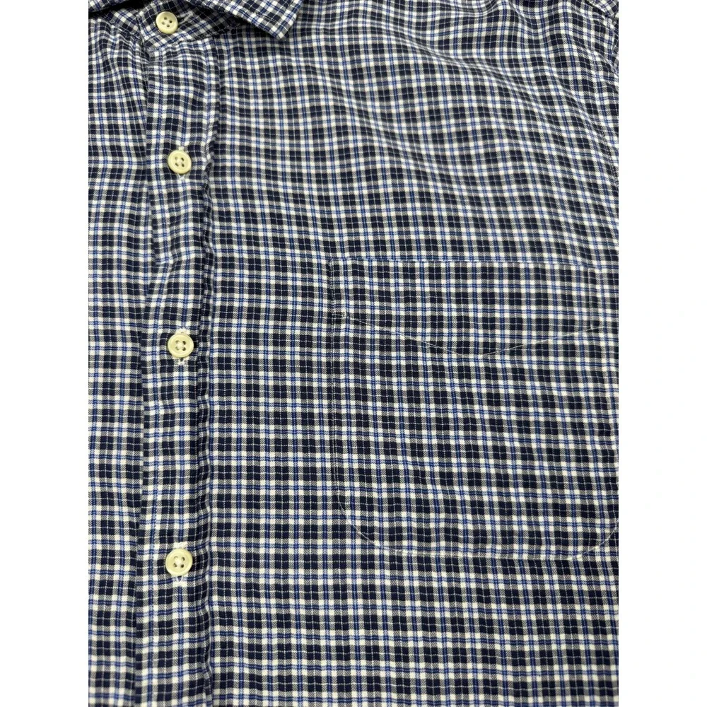 Polo Ralph Lauren Mens XL Classic Fit Plaid Button Shirt Navy Blue White Classic